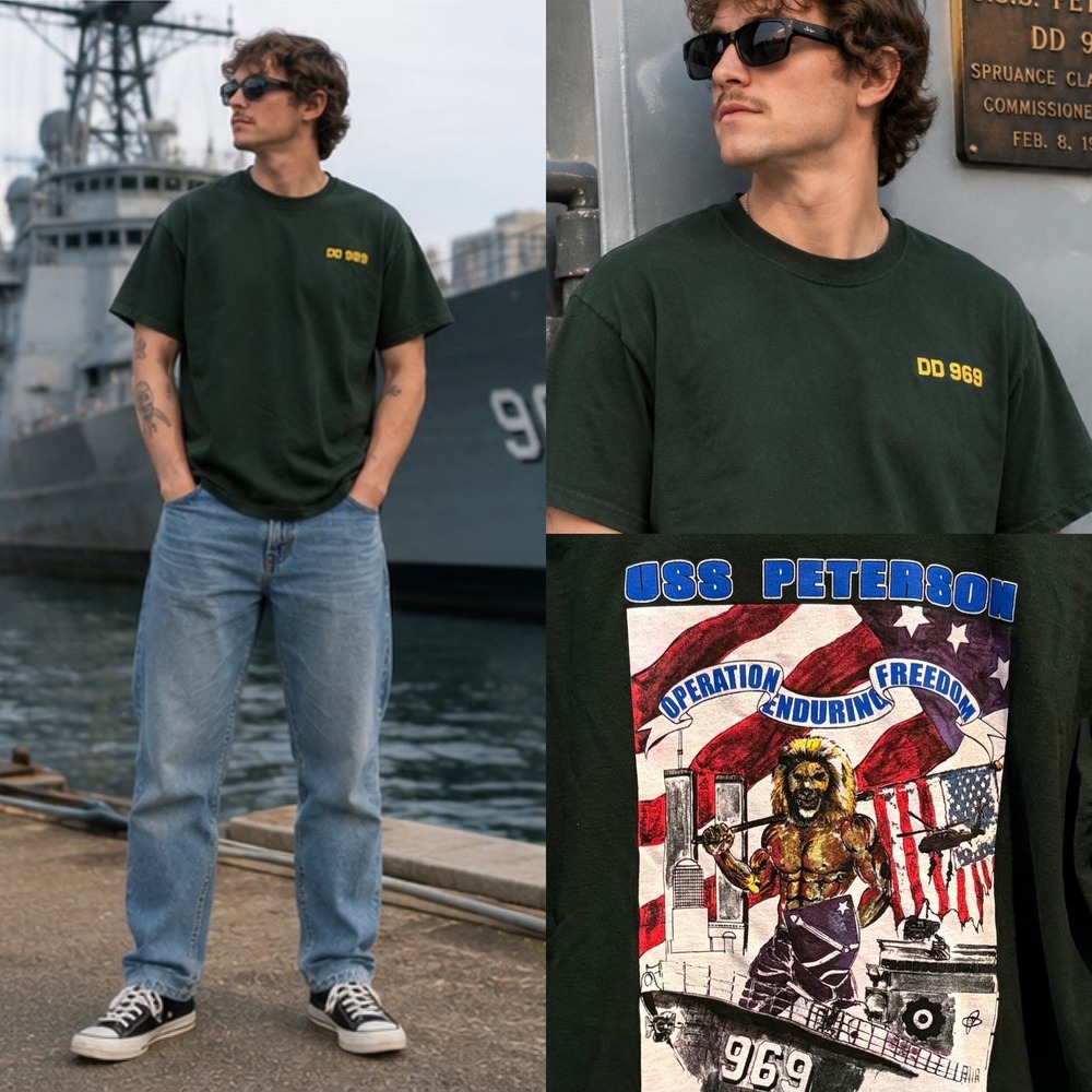 Vintage 2001 USS Peterson DD-969 Navy Operation Enduring Freedom T Shirt Large